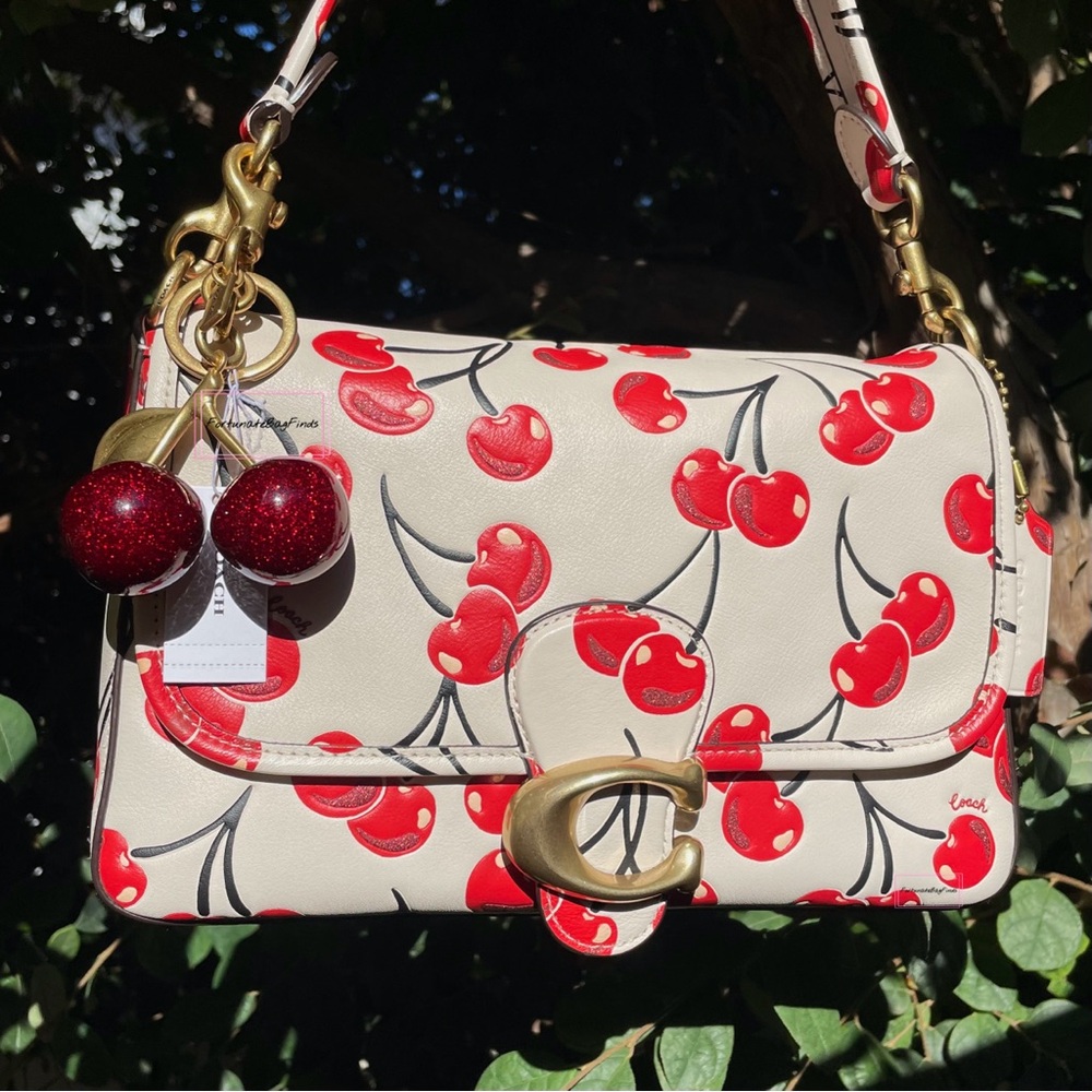Coach CA110 Coach Soft Tabby with Cherry Print Cherry Bag Charm 77840 SET